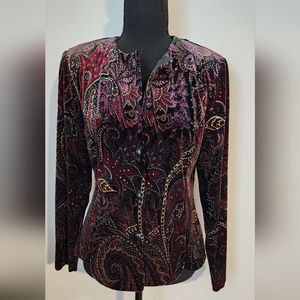 Vintage Coldwater Creek Velvet Jacket Womens S Paisley Boho Whimsy Gothic Chic